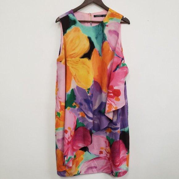 Lauren Ralph Lauren Dresses & Skirts - Lauren Ralph Lauren Womens Floral Midi Dress Size 18W Multicolor Sleeveless